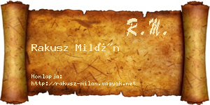 Rakusz Milán névjegykártya