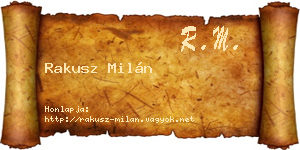 Rakusz Milán névjegykártya